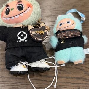 Fluffy Monster Duo Plush Set - Mint and Black